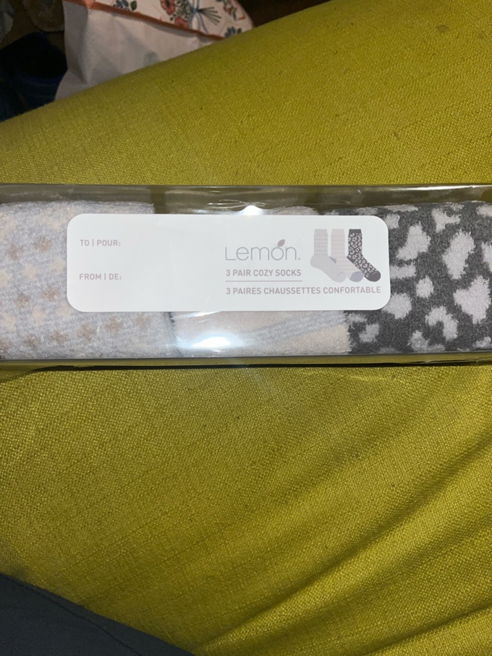 Lemon 3-Pair Cozy Socks - Gray & White